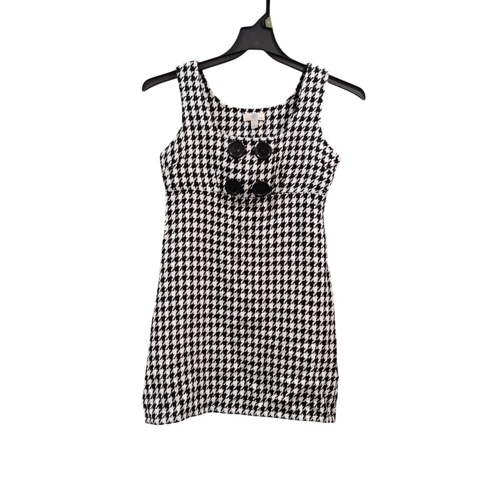 WearIt DeclareIt Women’s Houndstooth Mini Dress SZ Med Sleeveless Large Buttons